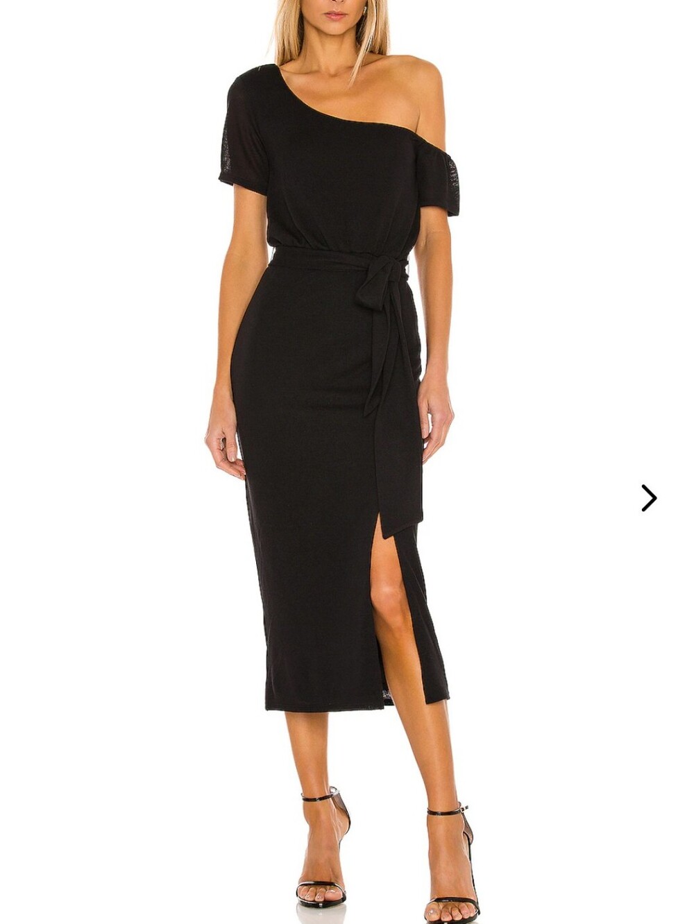 NWT Lovers And Friends Eden Black Button Skirt Asymmetrical Neck Midi Dress